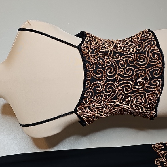 Cache Black and Gold Beaded Pants and Top Set- Silk! - Picture 4 of 14